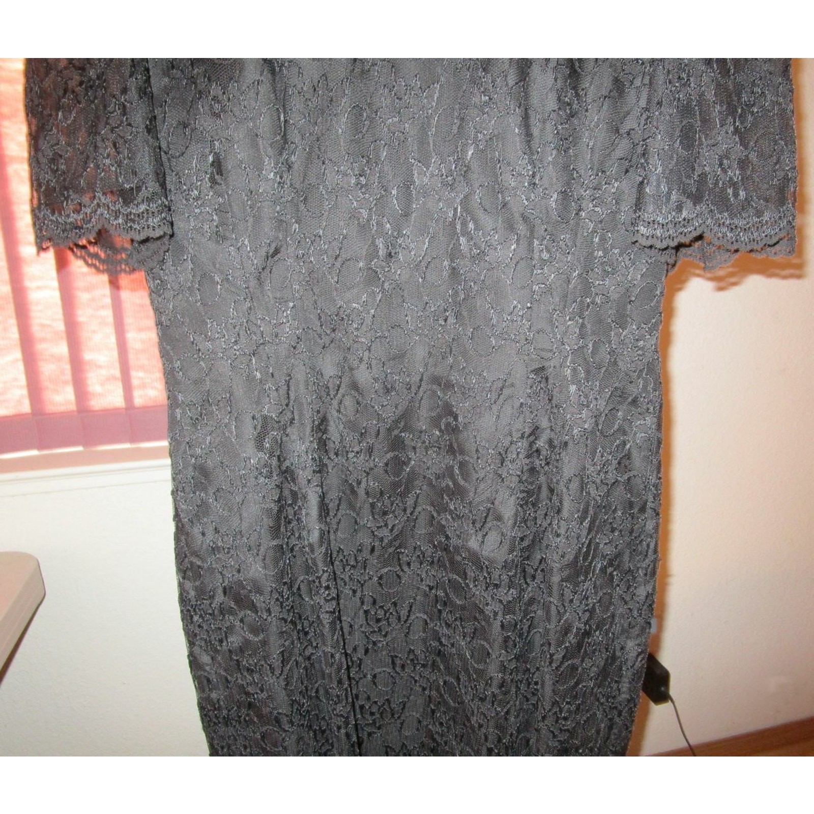 Vtg 80s Black Lace Cocktail Dress Sz 14 Late Edition Union Made Whimsigoth Fairy
