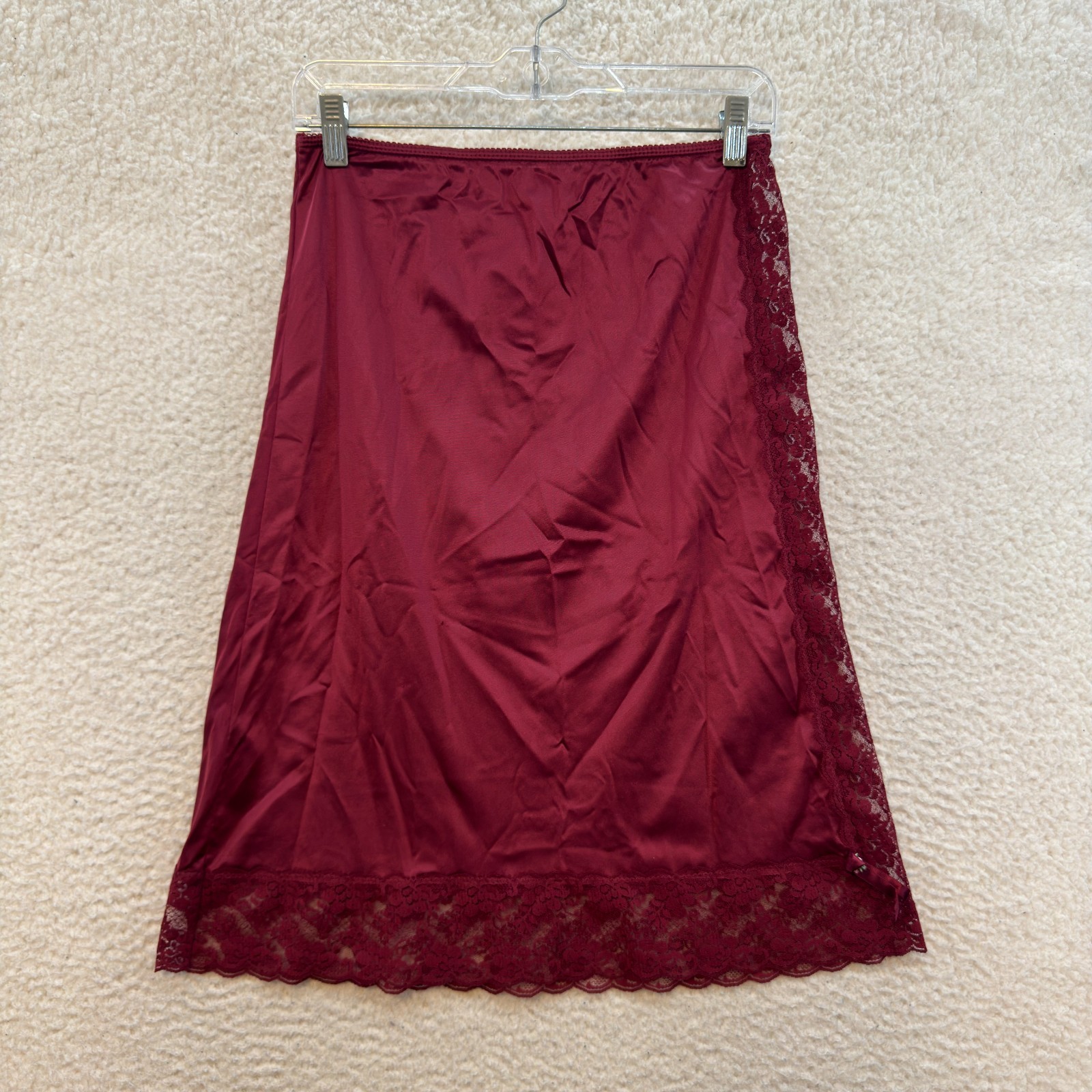 Vintage Slip Skirt XS Small 0 2 24 26 Red Lace Edwardian Victorian Goth