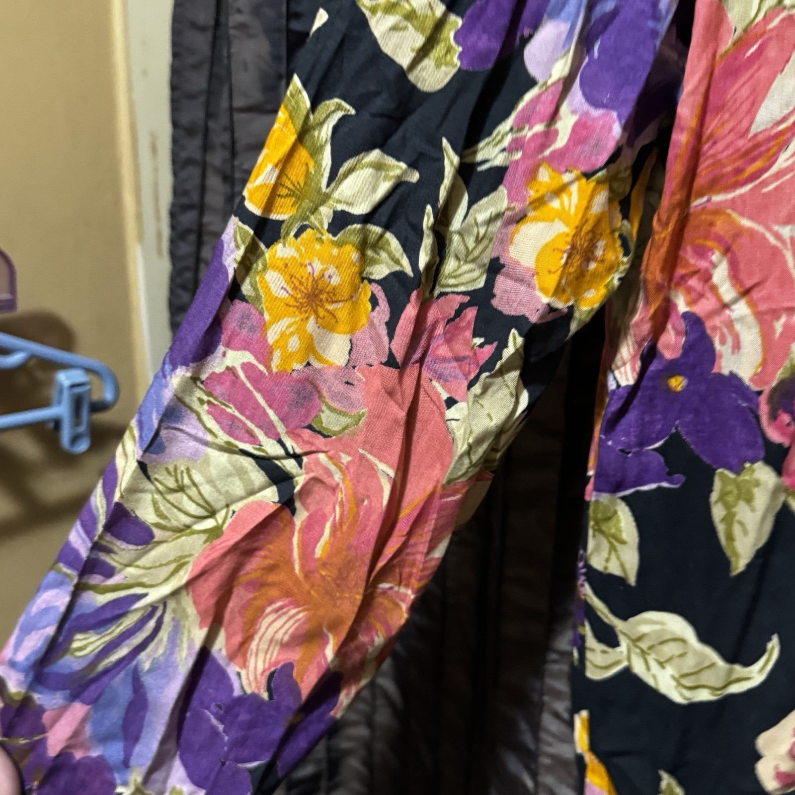 Floral Blazer Jewel Tones Oversized Long Size Women’s Medium Vintage 1980s