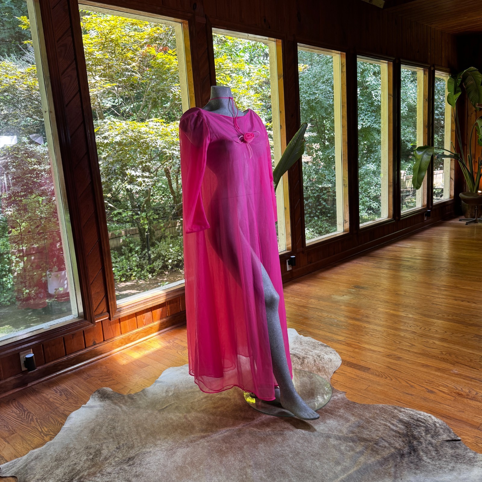 Vintage 60s 70s Hollywood Vassarette Glamour Peignoir Robe Sheer Loungewear 34