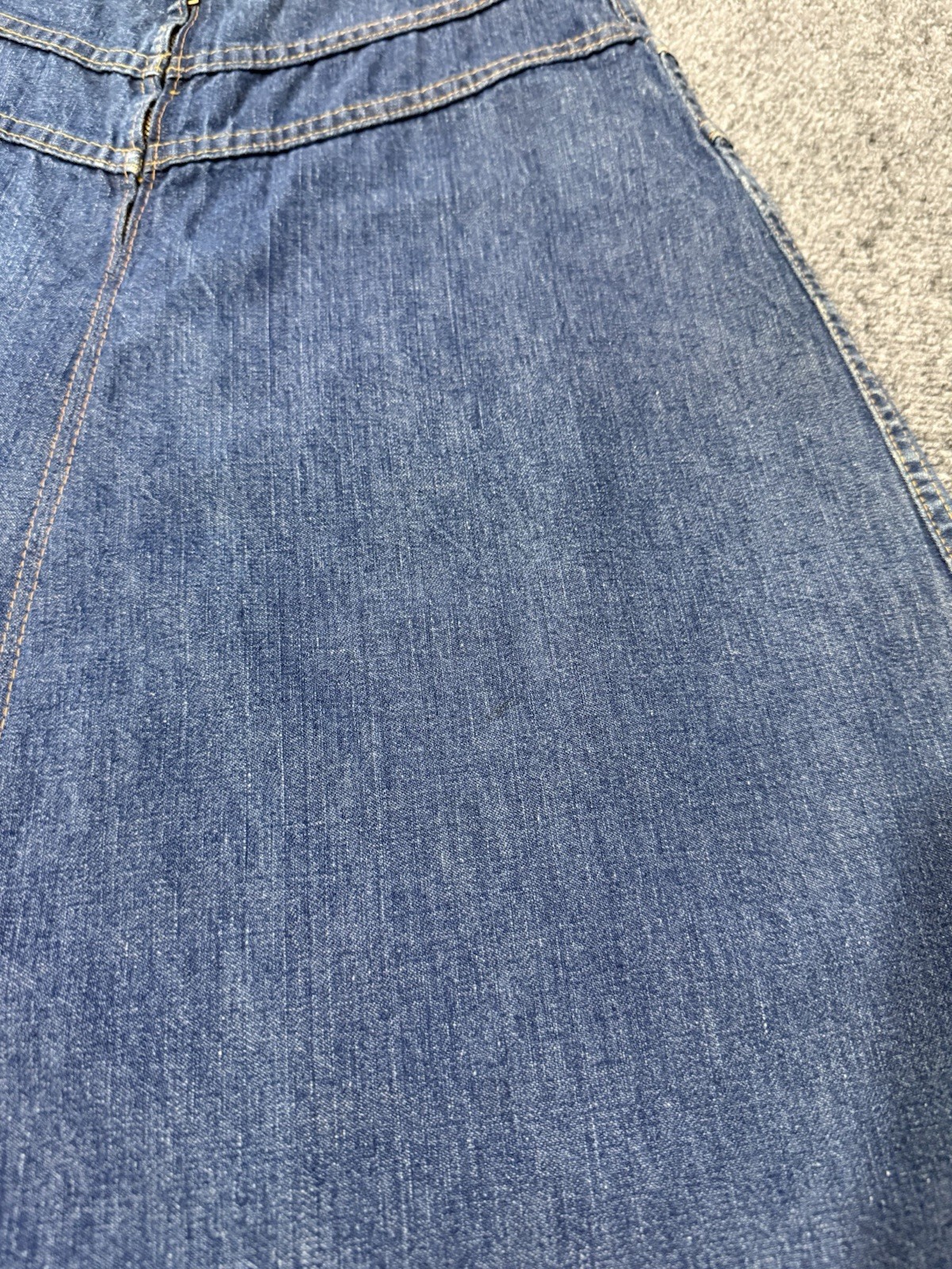 70s Vintage Boho Blue Denim Jean Aline Skirt Flared Chevron 26in Waist