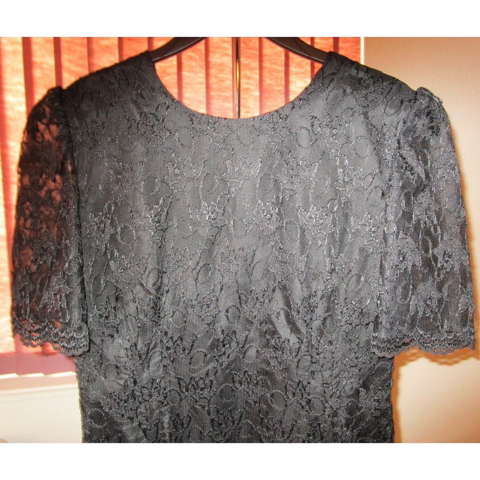 Vtg 80s Black Lace Cocktail Dress Sz 14 Late Edition Union Made Whimsigoth Fairy