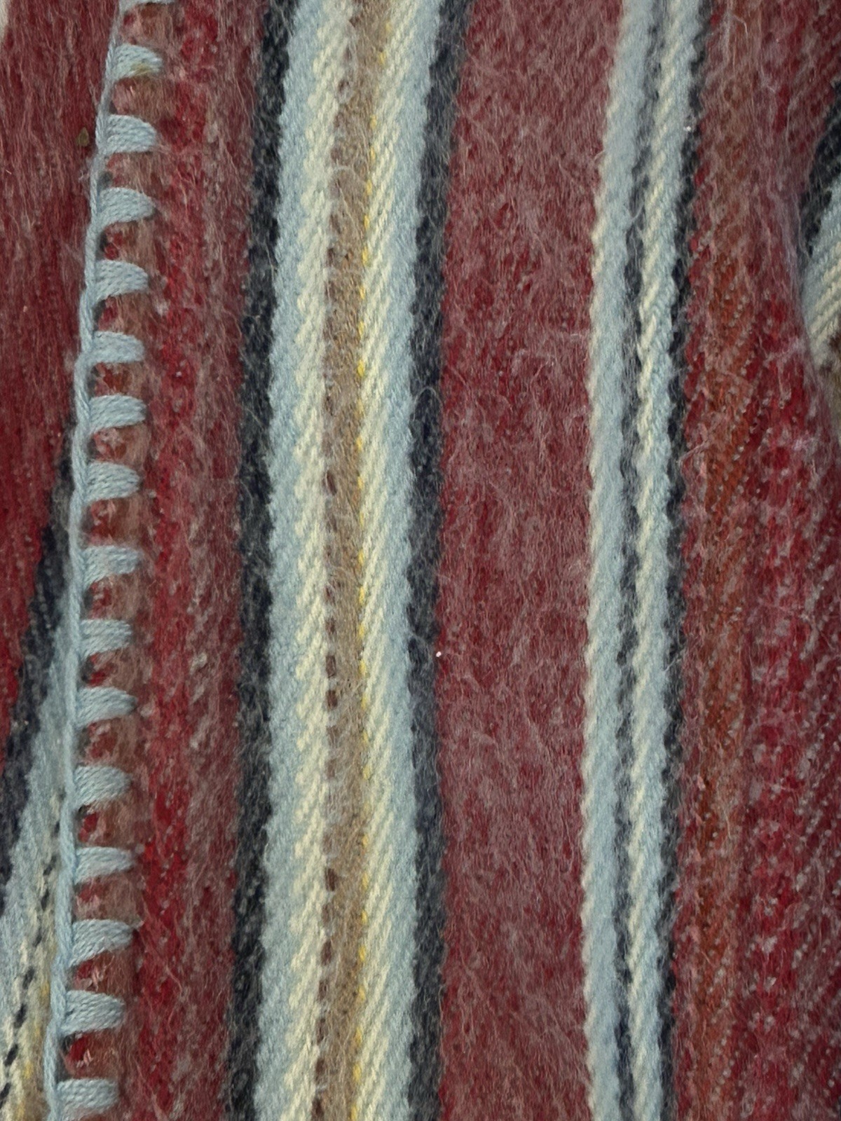 Vintage Poncho Serape Blanket Stripe Wool? Fringe Square 36″ One Size S M L XL
