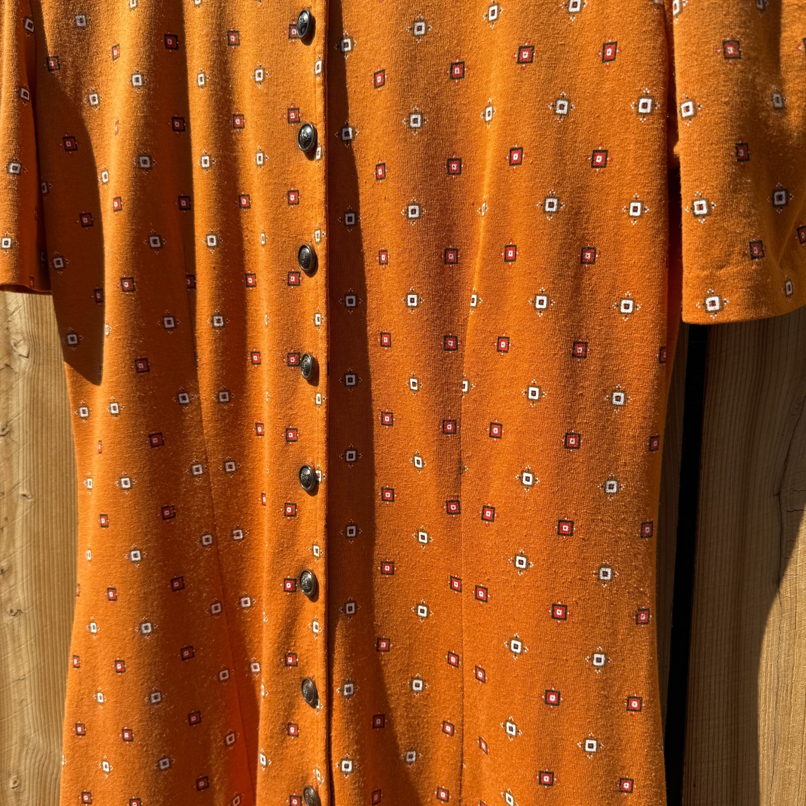 PRICE FIRM Vintage Dress 80s 90s DB Sport Orange Drop Waist Pleated Casual
