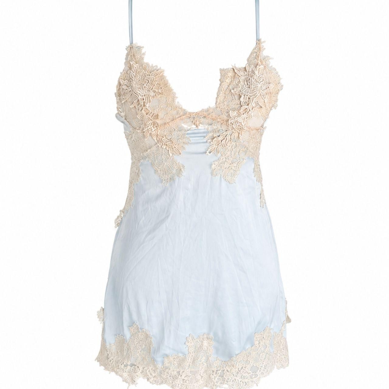 Reclaimed vintage satin top/slip dress with lace and open back