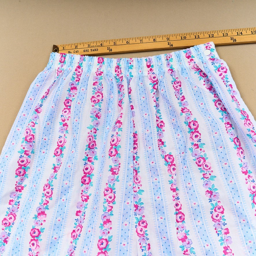 Vintage Carole Pajama Set Womens M Floral Short Sleeve Top Pants Cotton Blend