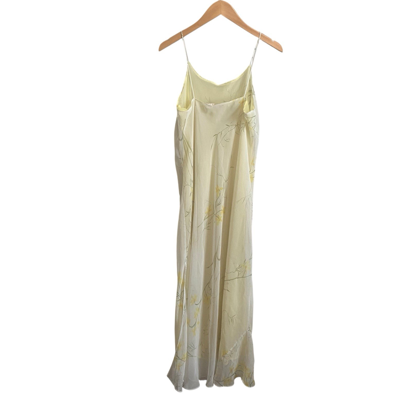 Vintage 90s Yellow and White Floral Coquette Feminine Midi Slip Dress Large
