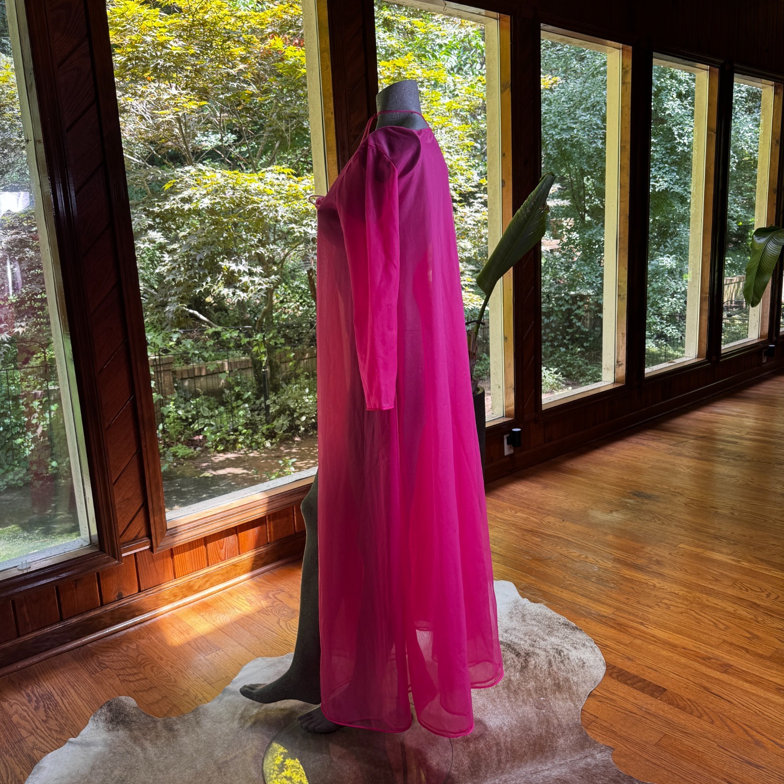 Vintage 60s 70s Hollywood Vassarette Glamour Peignoir Robe Sheer Loungewear 34
