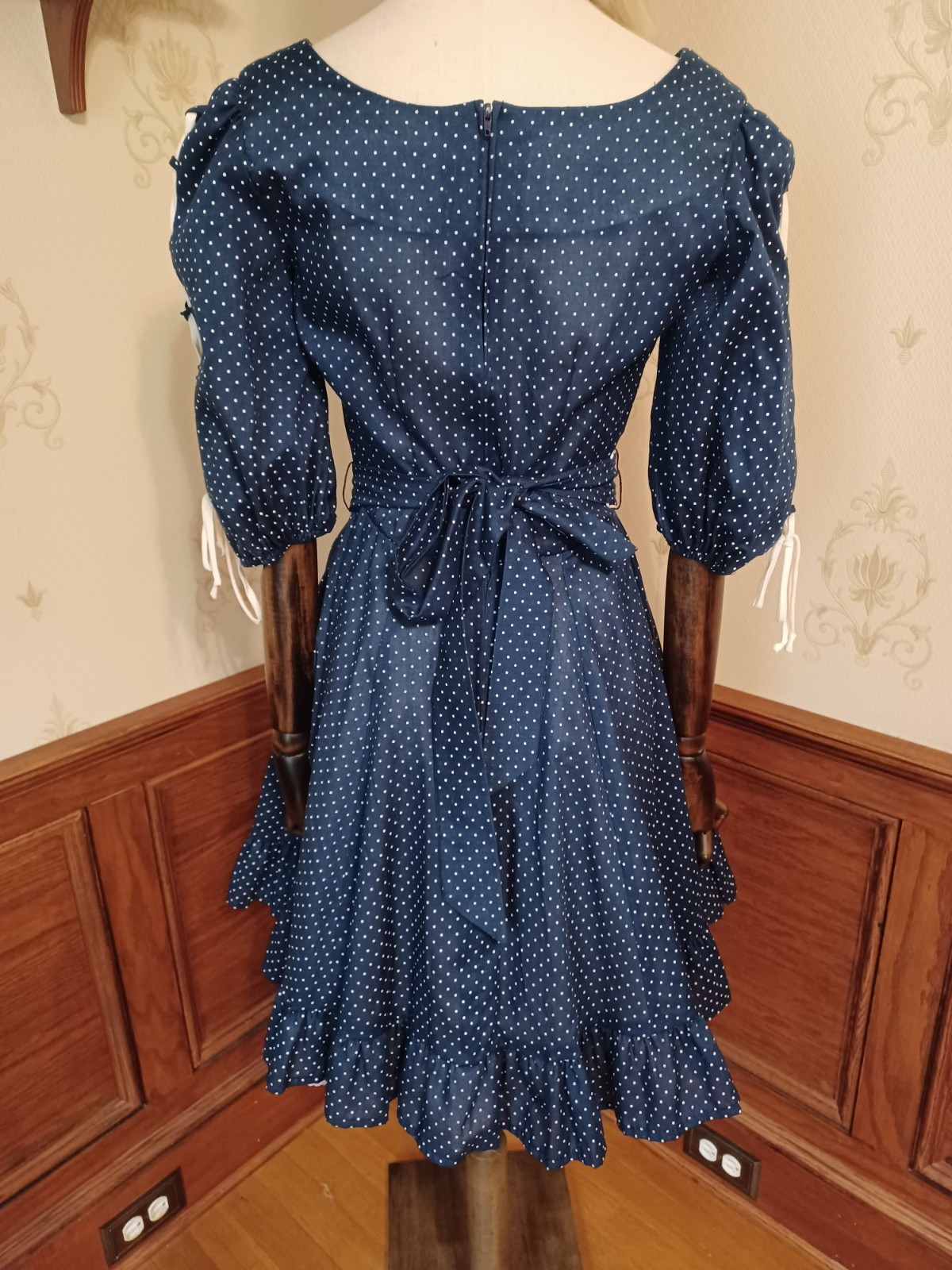 Vintage 1950s/1960s Square Dance Co. Blue Swiss Dot 4-Piece Cottagecore Dress