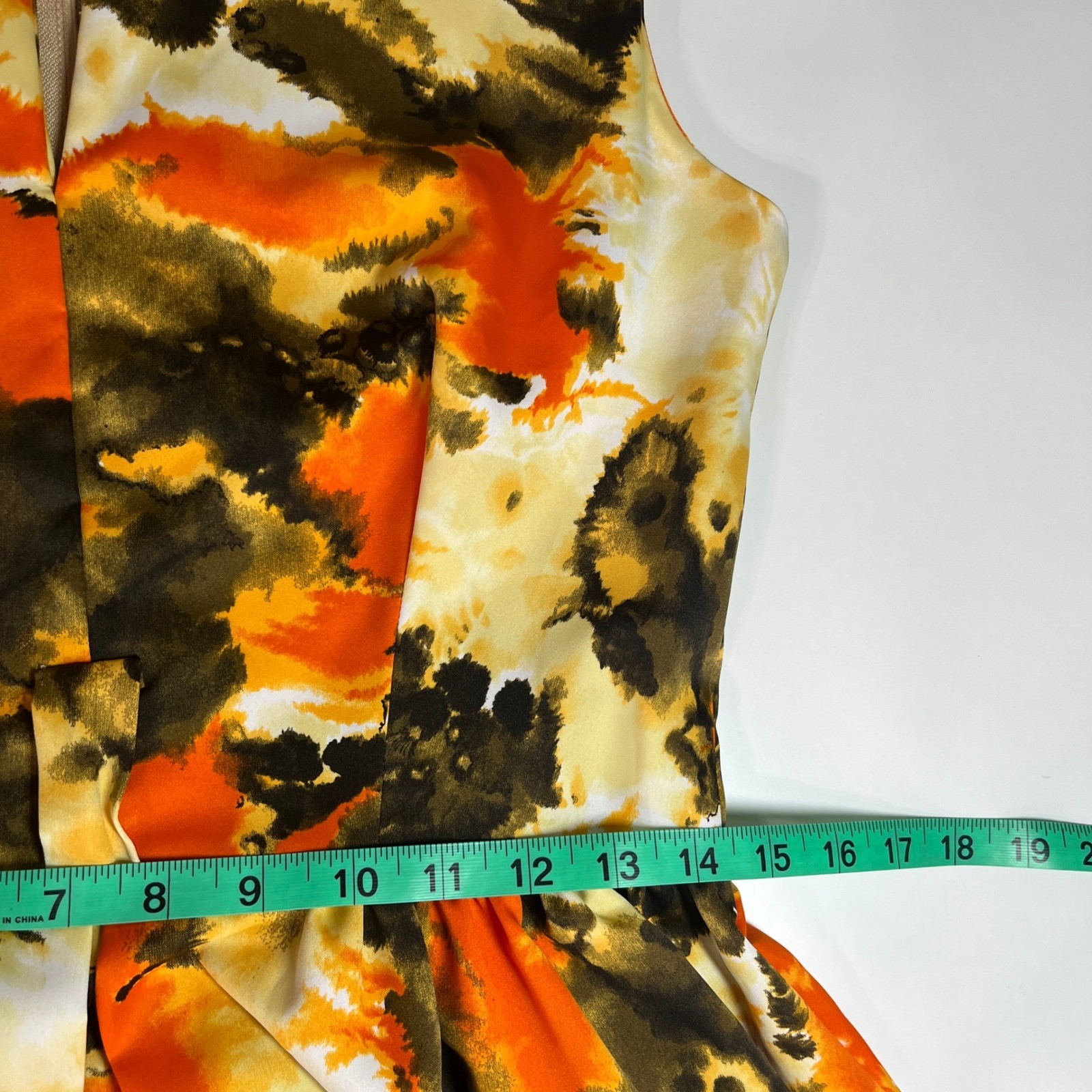 Vintage Hilo Hattie Maxi Dress Size 12 Orange Brown Abstract Floral 70
