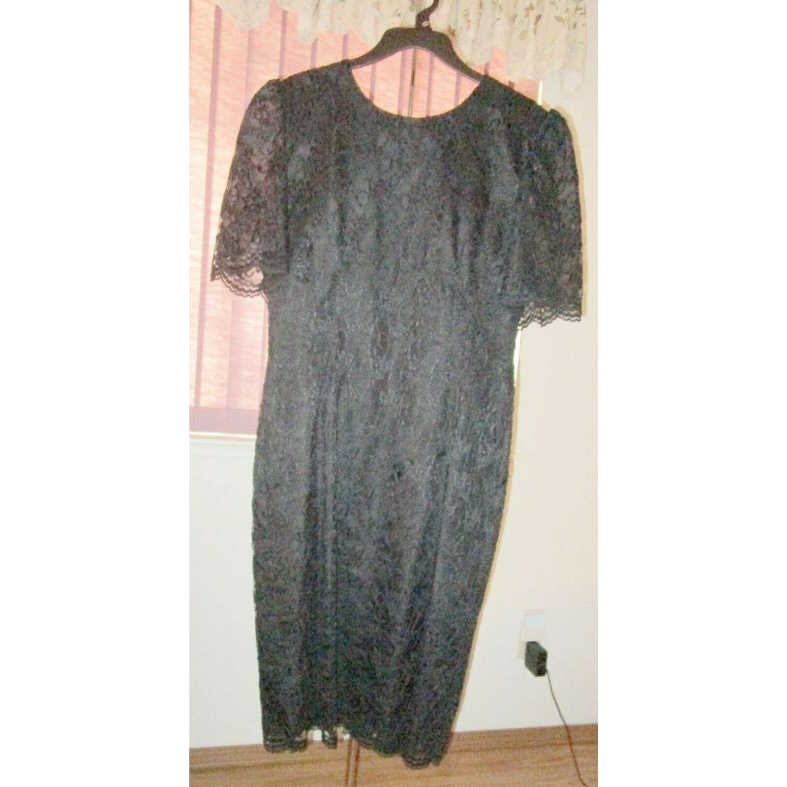 Vtg 80s Black Lace Cocktail Dress Sz 14 Late Edition Union Made Whimsigoth Fairy