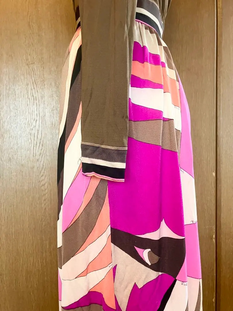 EMILIO PUCCI Silk Jersey Dress Iconic Print Size S 1960s VINTAGE Italy used
