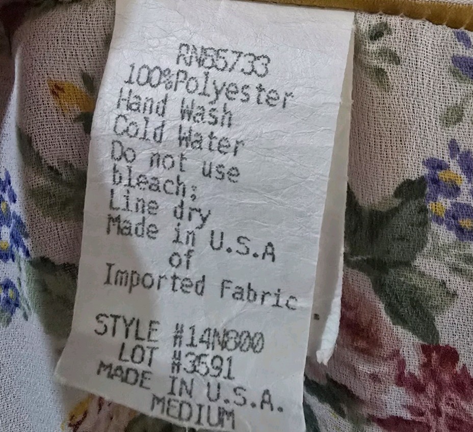 Vintage 90s Bonjour Floral Babydoll Dress Button V-Neck, Made in USA, M