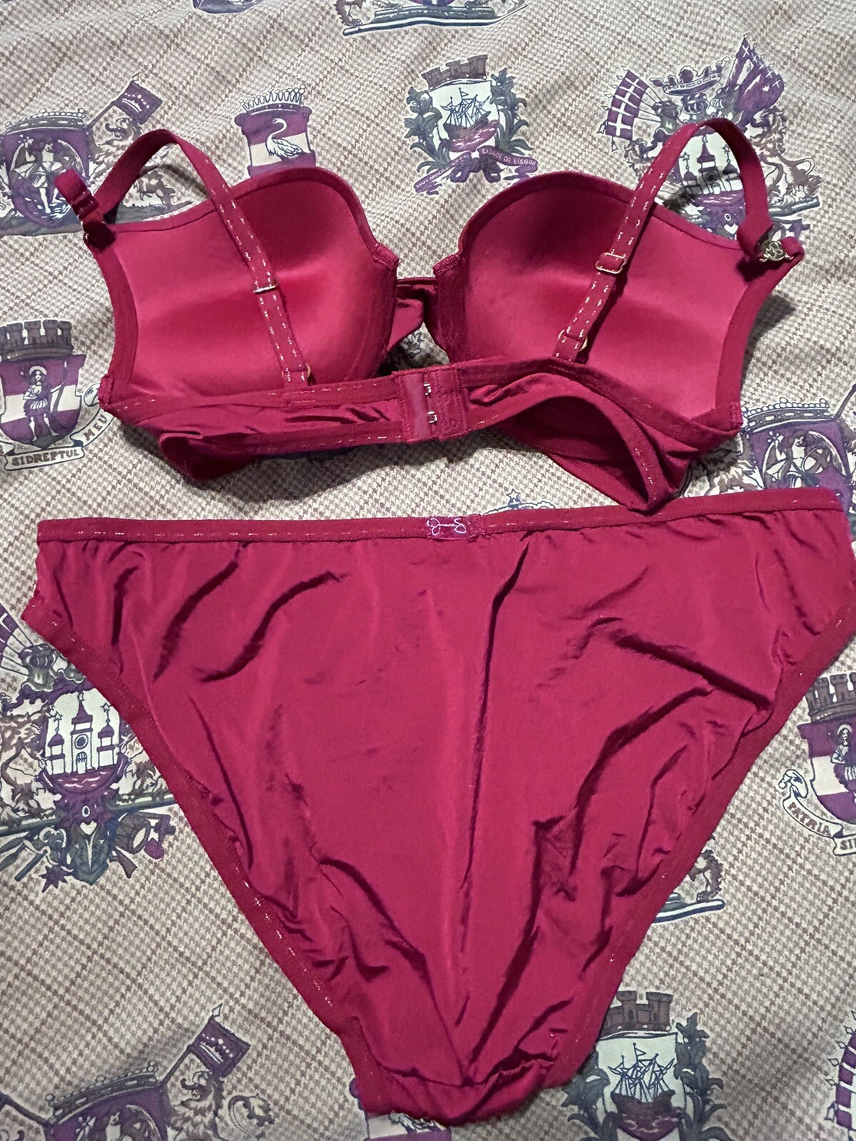 Vintage bikini panties Bra Set size 34B size L second skin Jessica Simpson Silk