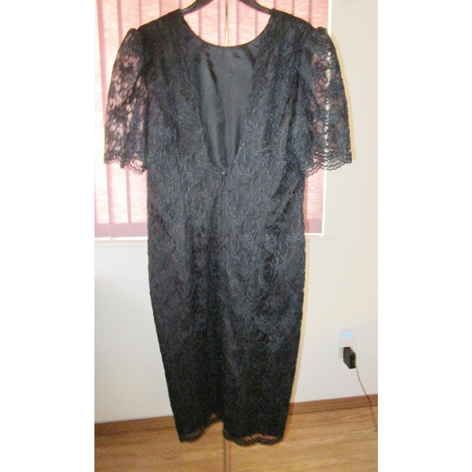 Vtg 80s Black Lace Cocktail Dress Sz 14 Late Edition Union Made Whimsigoth Fairy