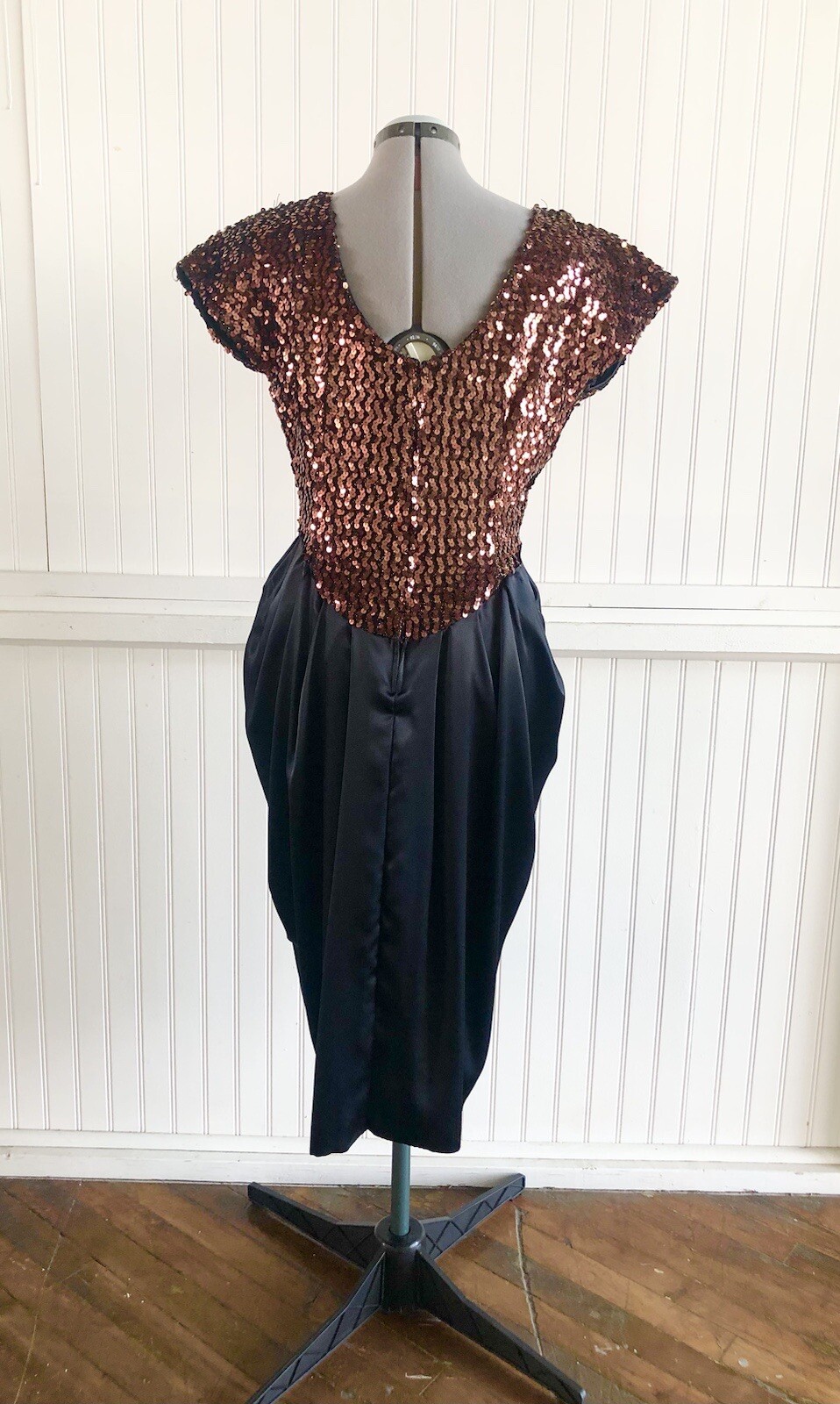 1980’s Copper Sequin & Black Dress, S/M