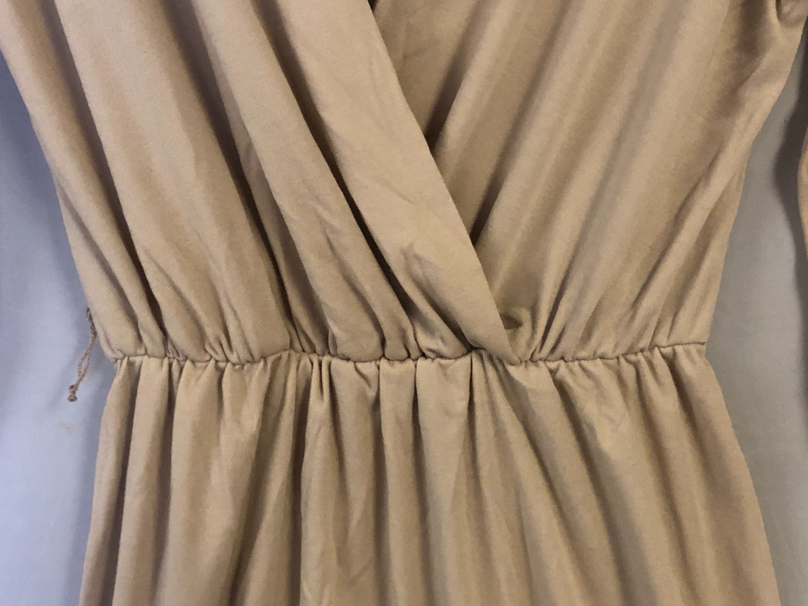 Vintage 80s Stuart Barry Petites Beige Knit Size 8 Dress 3/4 Sleeve NOS