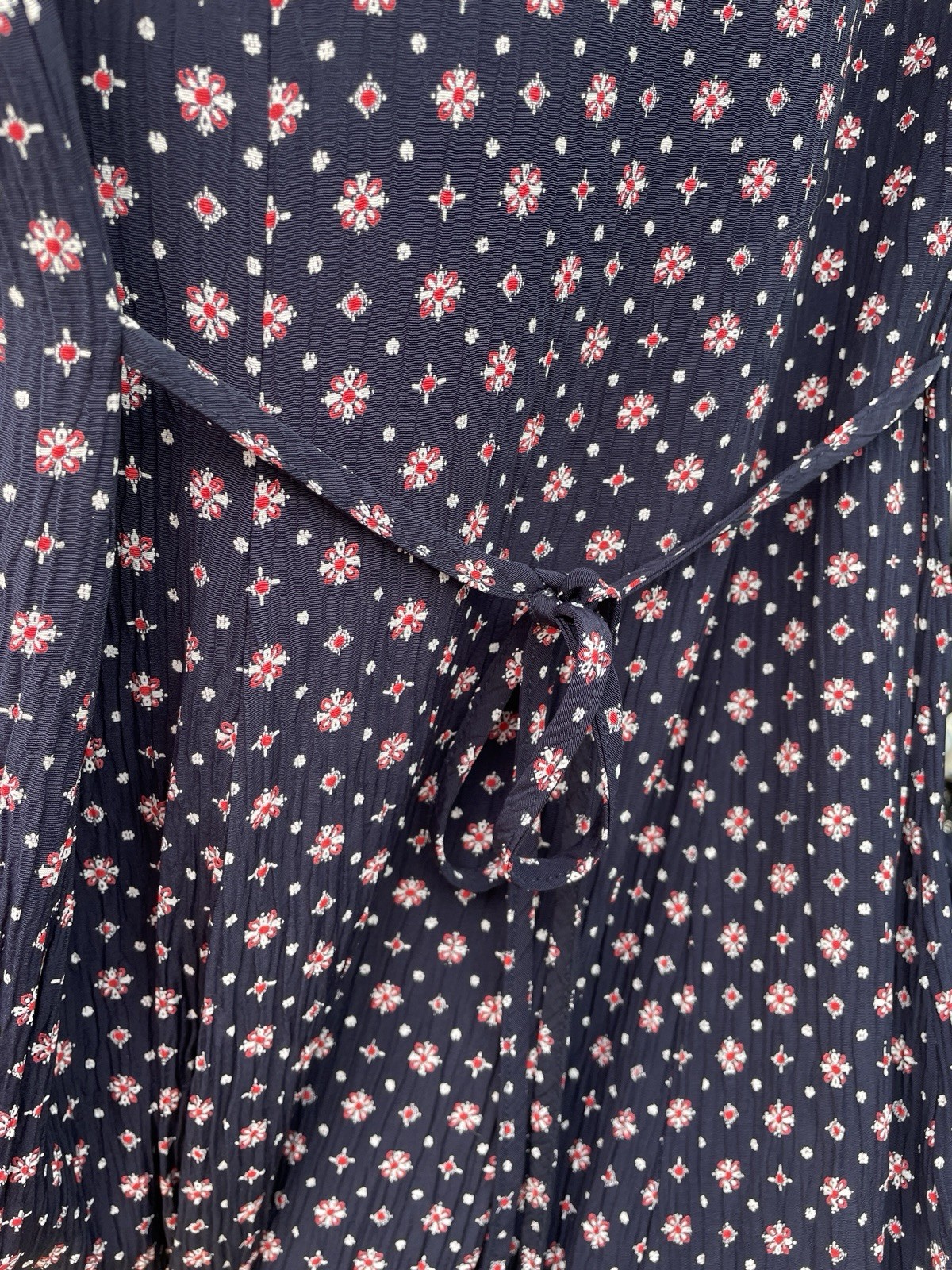 Vintage 90s button up tie back navy Berkertex viscose midi dress size 12