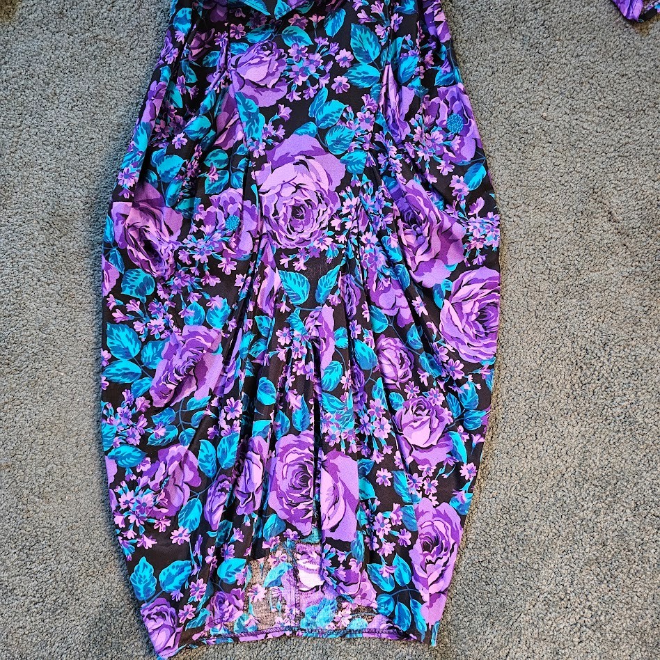 Vintage 80s New Wave Avant Garde Ruffled Wiggle Skirt Cocktail Day Party Dress S