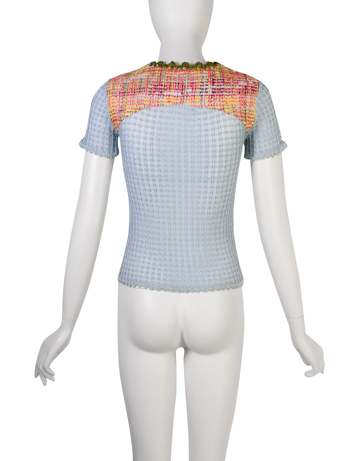 Christian Lacroix Vintage SS 2000 Baby Blue Multicolor Floral Embellished Knit C