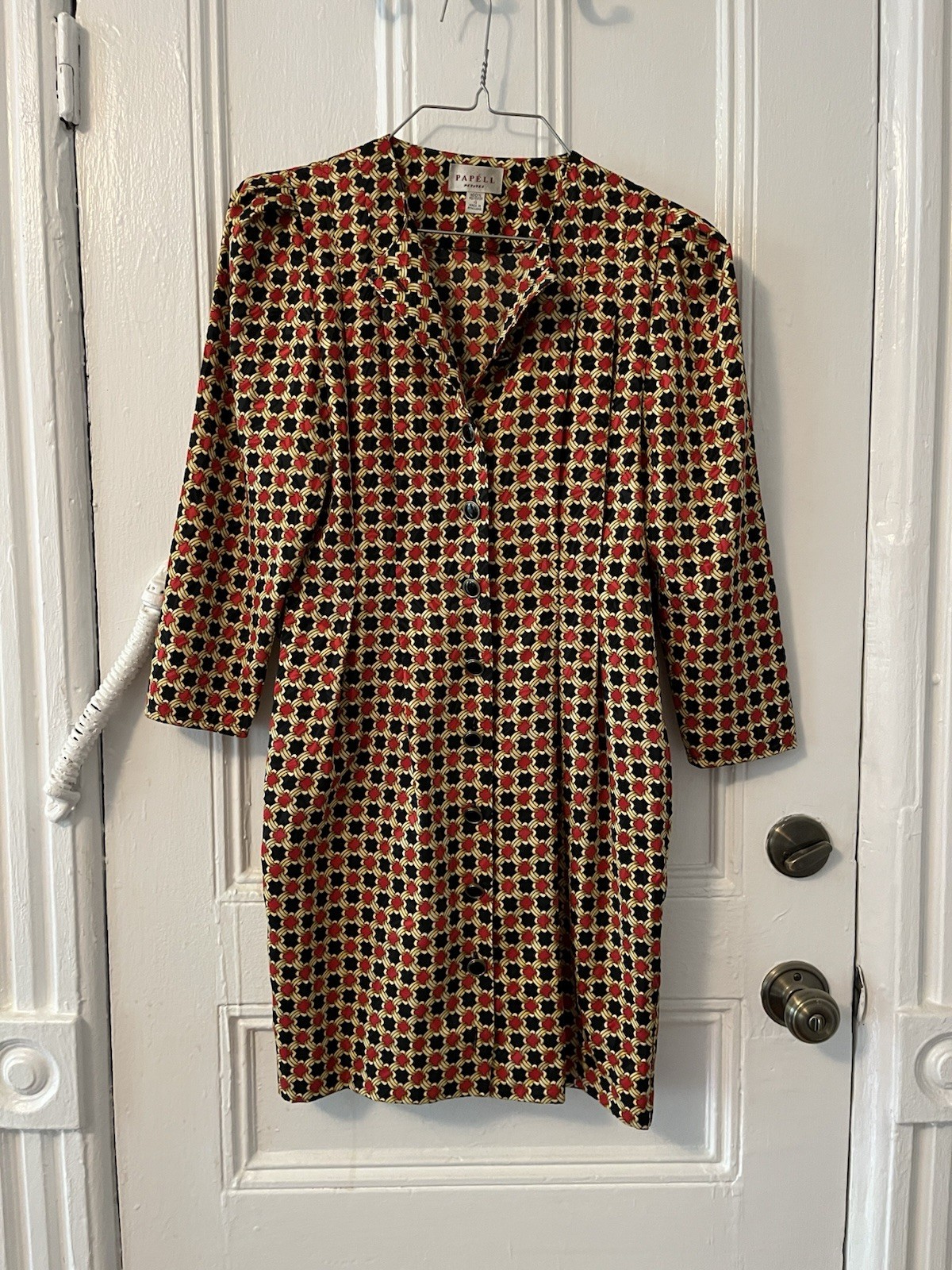 Vintage 80s Papell Petites Chainlink Print Dress