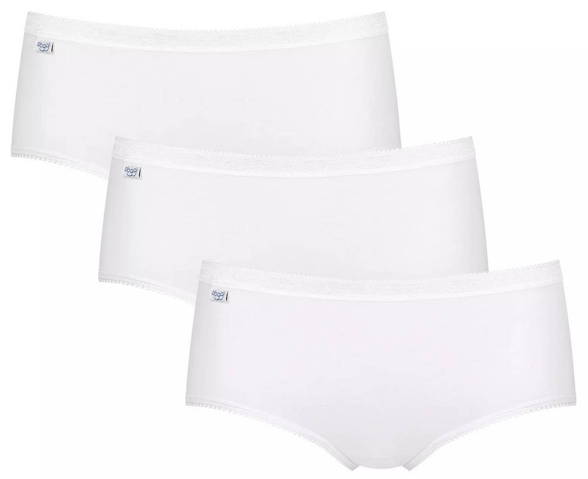 Sloggi Womens Basic+ 3 Pack Midi Knickers – White