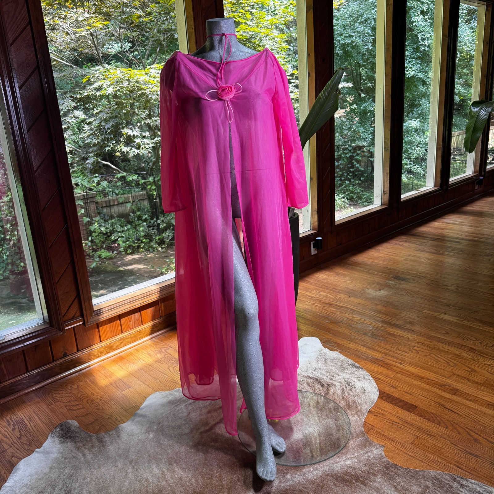 Vintage 60s 70s Hollywood Vassarette Glamour Peignoir Robe Sheer Loungewear 34