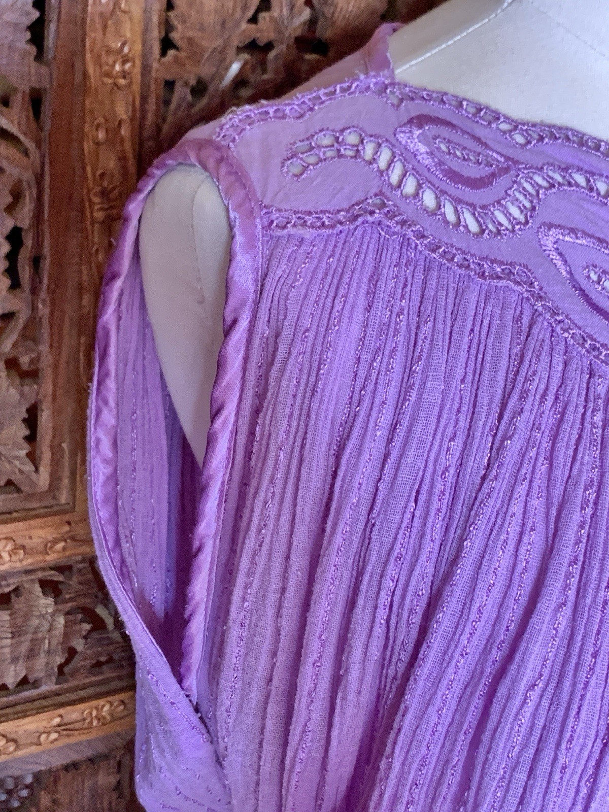 Vtg 70s Grecian Cotton Gauze Dress Goddess Boho Midi Shopping International L