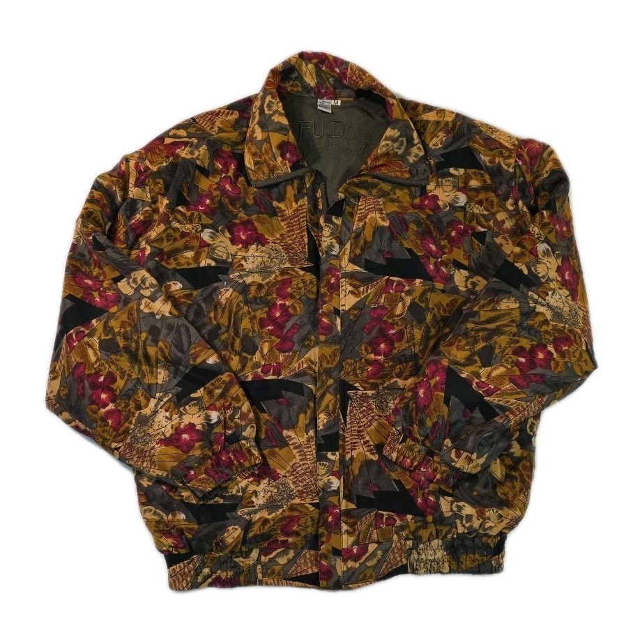 Vintage Fuda International 100% Silk Floral Bomber Jacket – Size M