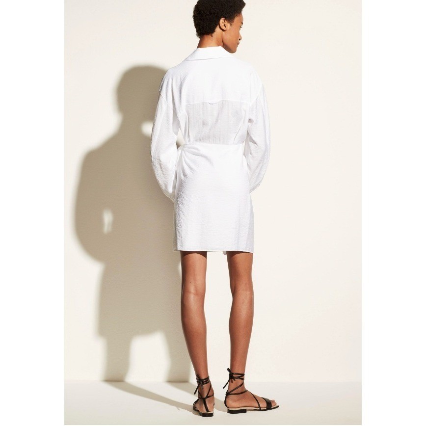 Vince Wrap Shirt Dress XXS White Clean Preppy Country Club Chic EUC