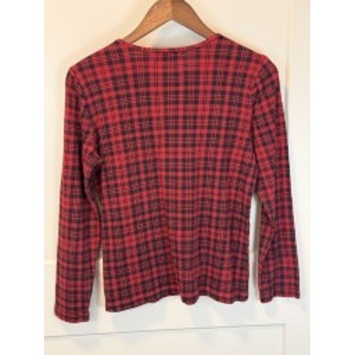 Vintage Lauren Ralph Lauren 100% Cotton Red Black Plaid Long Sleeve Shirt Large