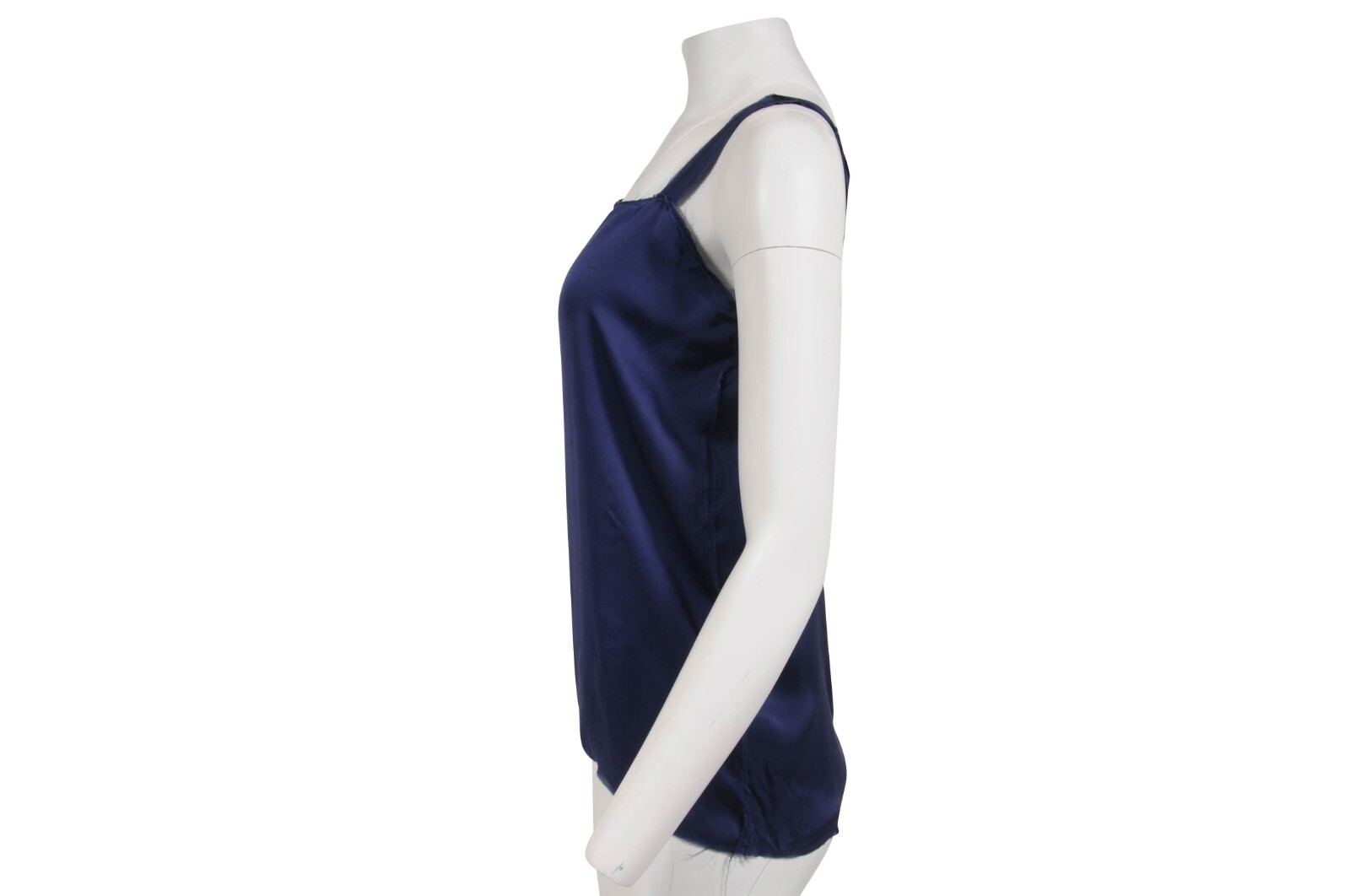 Lanvin SS 2005 Vintage Tank Top Size 42 Blue Distressed Lined Silk Alber Elbaz