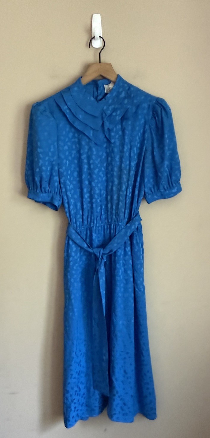 Vintage Dress Secretary Silk Argenti Saks Tie Belt Womens Size 6 8