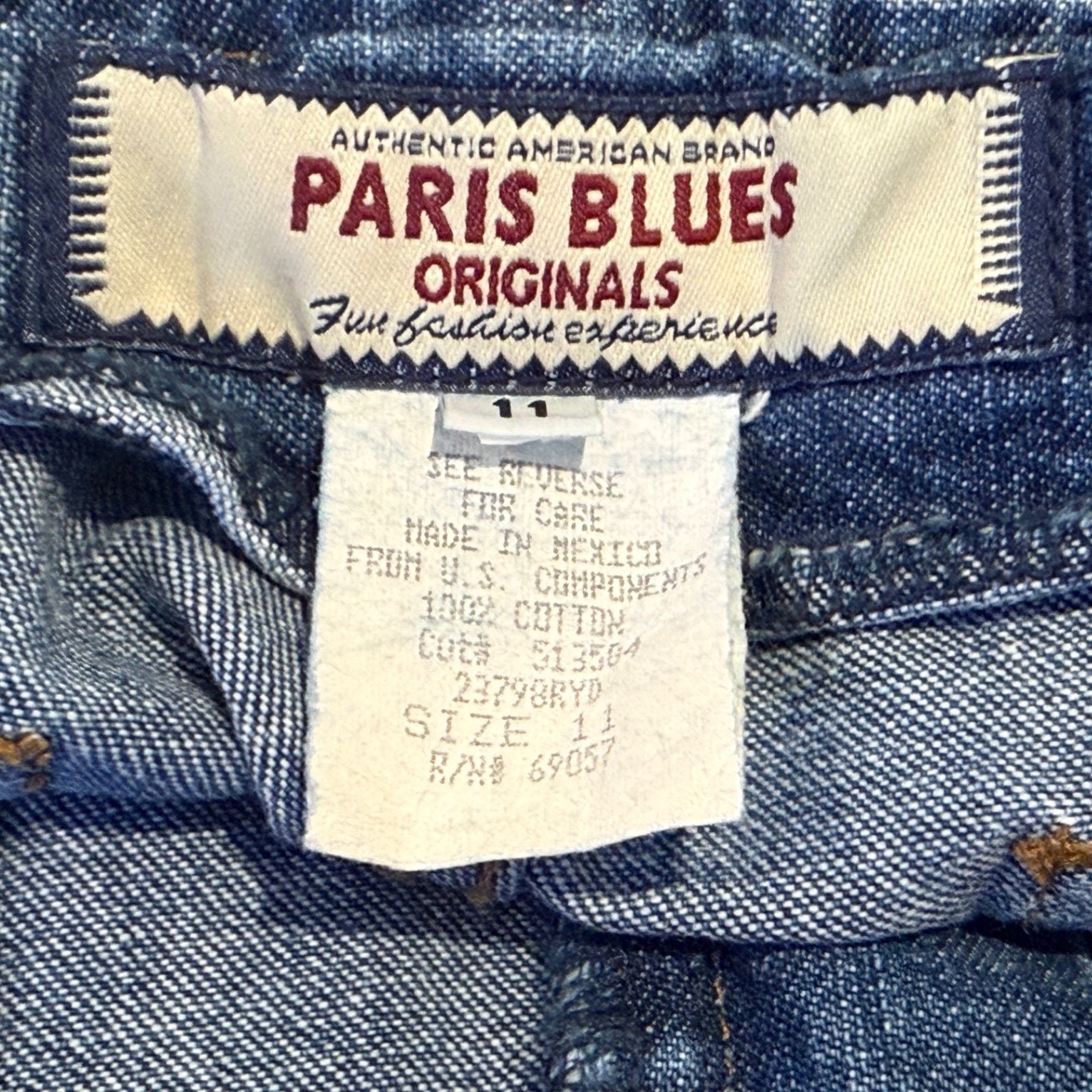 VTG New Paris Blues Originals Jeans 11 Flare Mid Rise Boho 00s Y2K