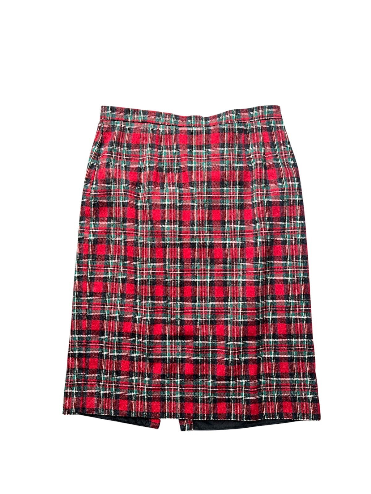 VTG 1970s Graff Californiawear Red Green Black Plaid Skirt 38in Waist
