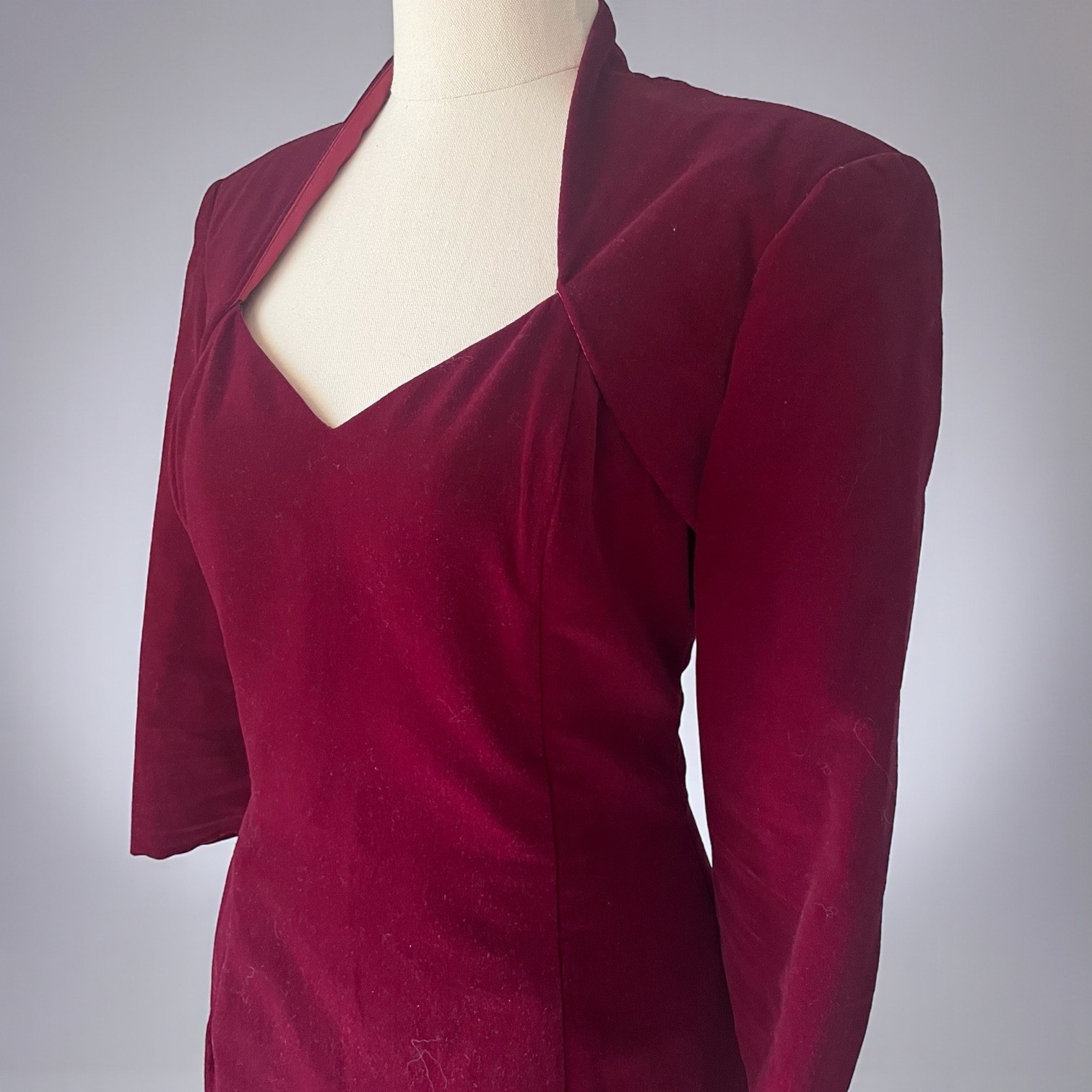 Vintage Mariana Hardwick Red Velvet Gown 1990s Designer Couture Dress | Size 12