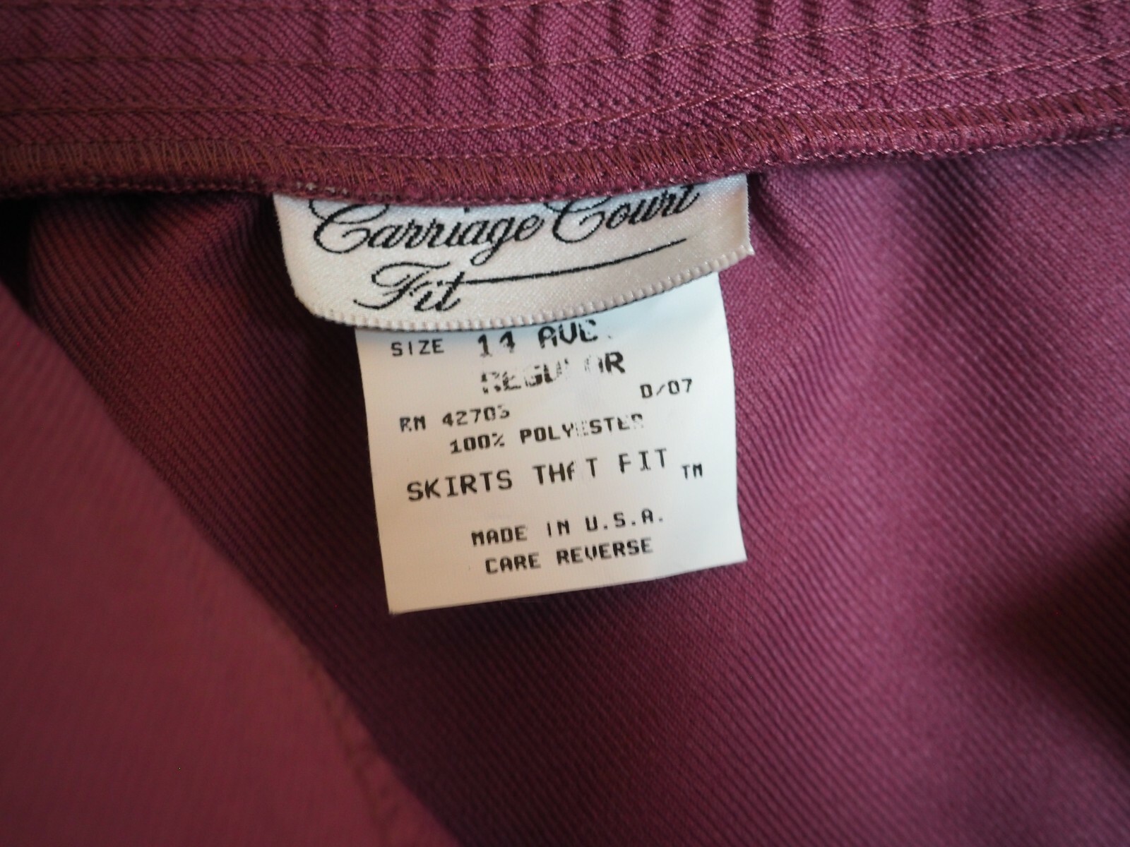 VTG 80s Carriage Court Fit US Made Pink Mauve Pockets Elastic Waist Skirt Sz 14