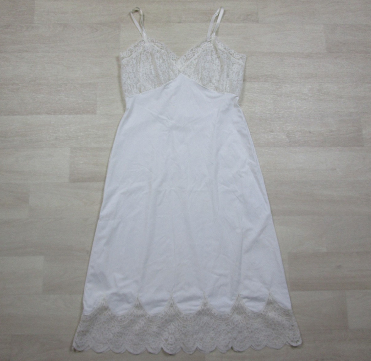 Vintage 50s Van Raalte Suavette Full Slip (34) Nylon Sheer Lace Bust Bridal USA