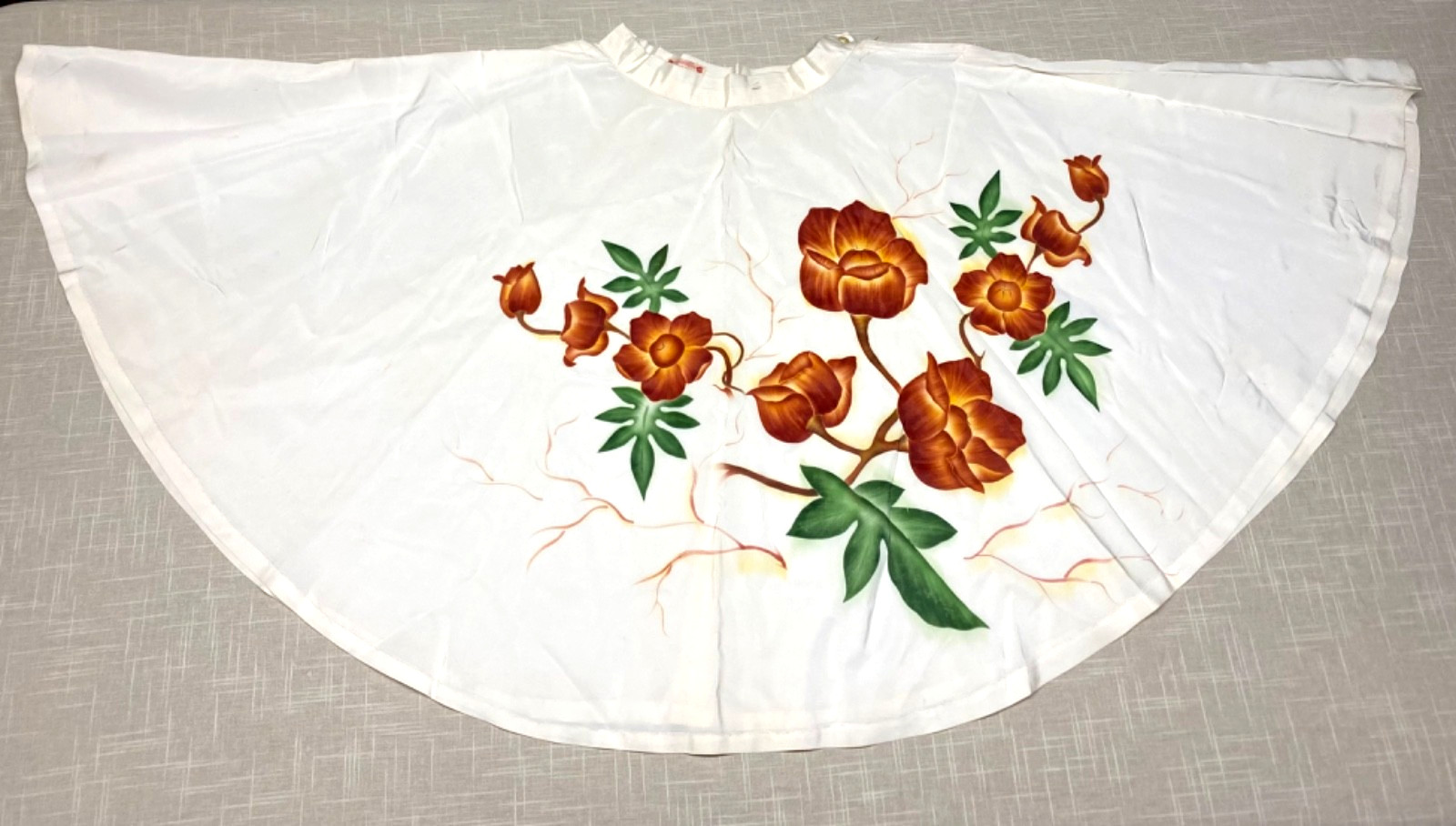 Vintage Circle Skirt Kawaihau Of Hawaii 1940s Rare Hand Painted Red Floral Swing