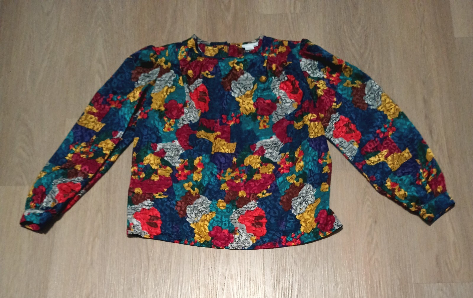 Vtg 80s NICOLA Bold Colorful Artsy New Wave Kitsch Jacquard Top Blouse sz 14 , L