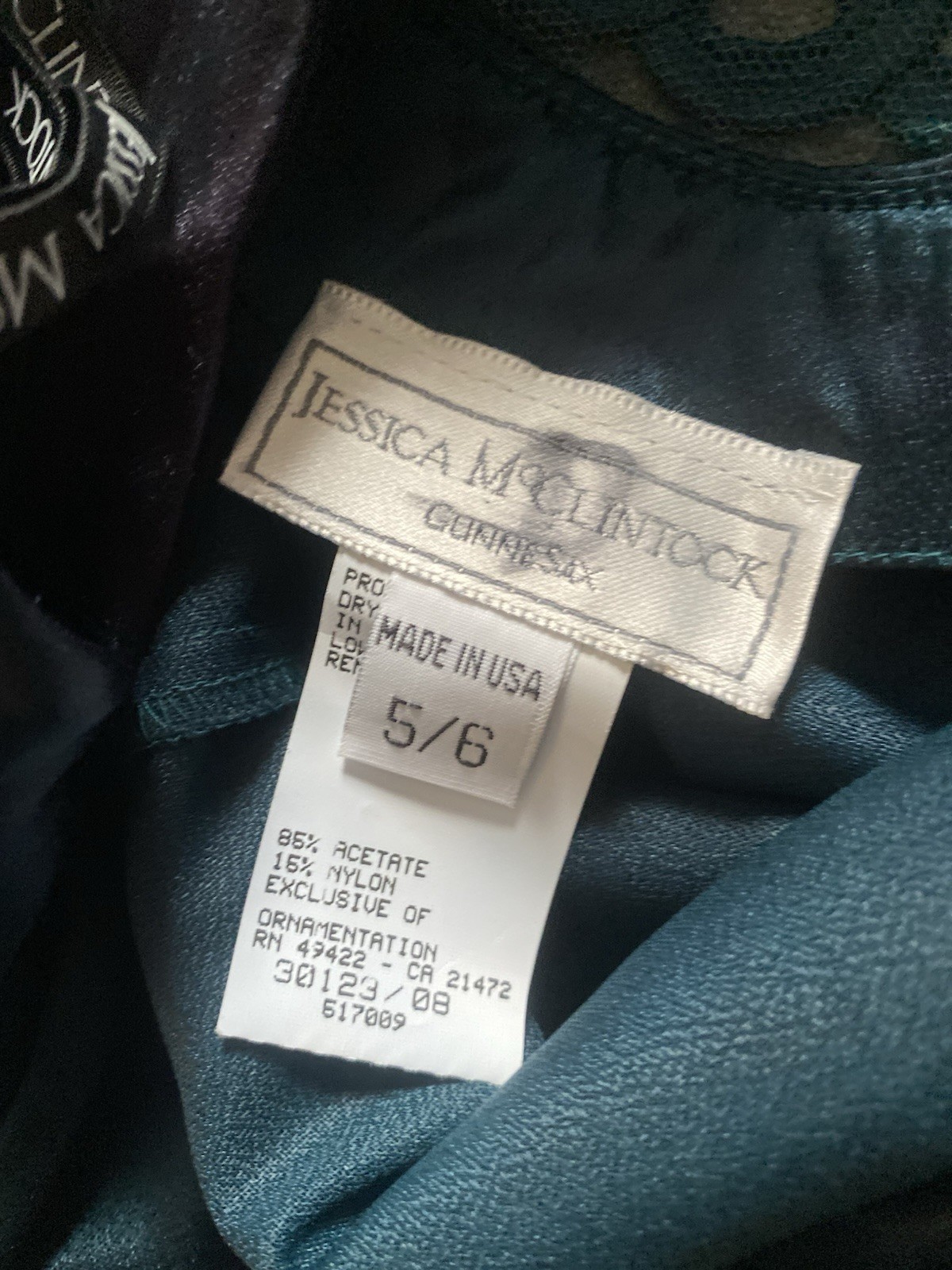 Vintage Gunne Sax Jessica McClintock Green Lace Satin Slip Dress Sz 5/6 Fairy