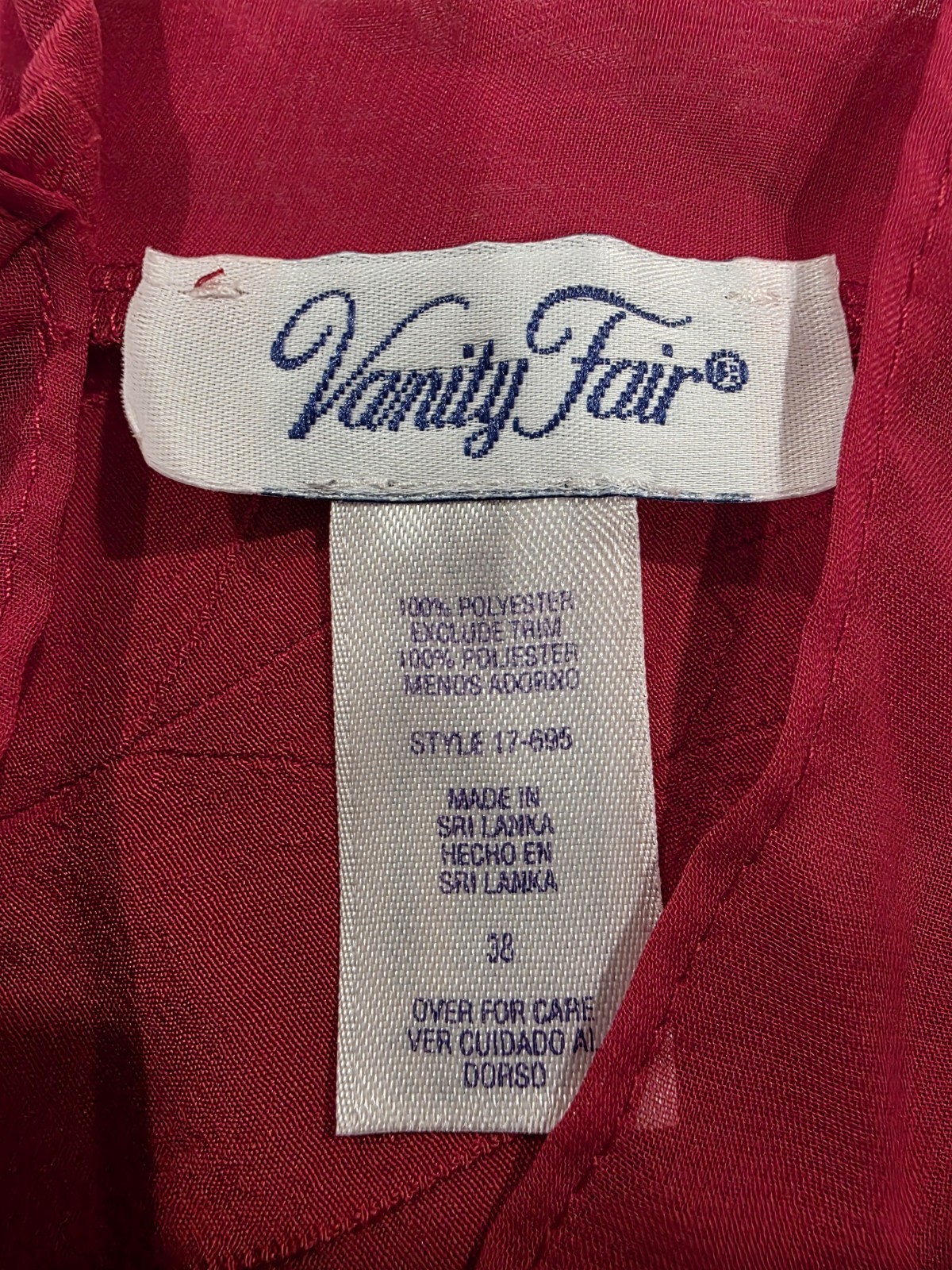 Vintage Vanity Fair Red Camisole Slip Skirt 2 Piece Set Sheer Trim Sz 38 Medium