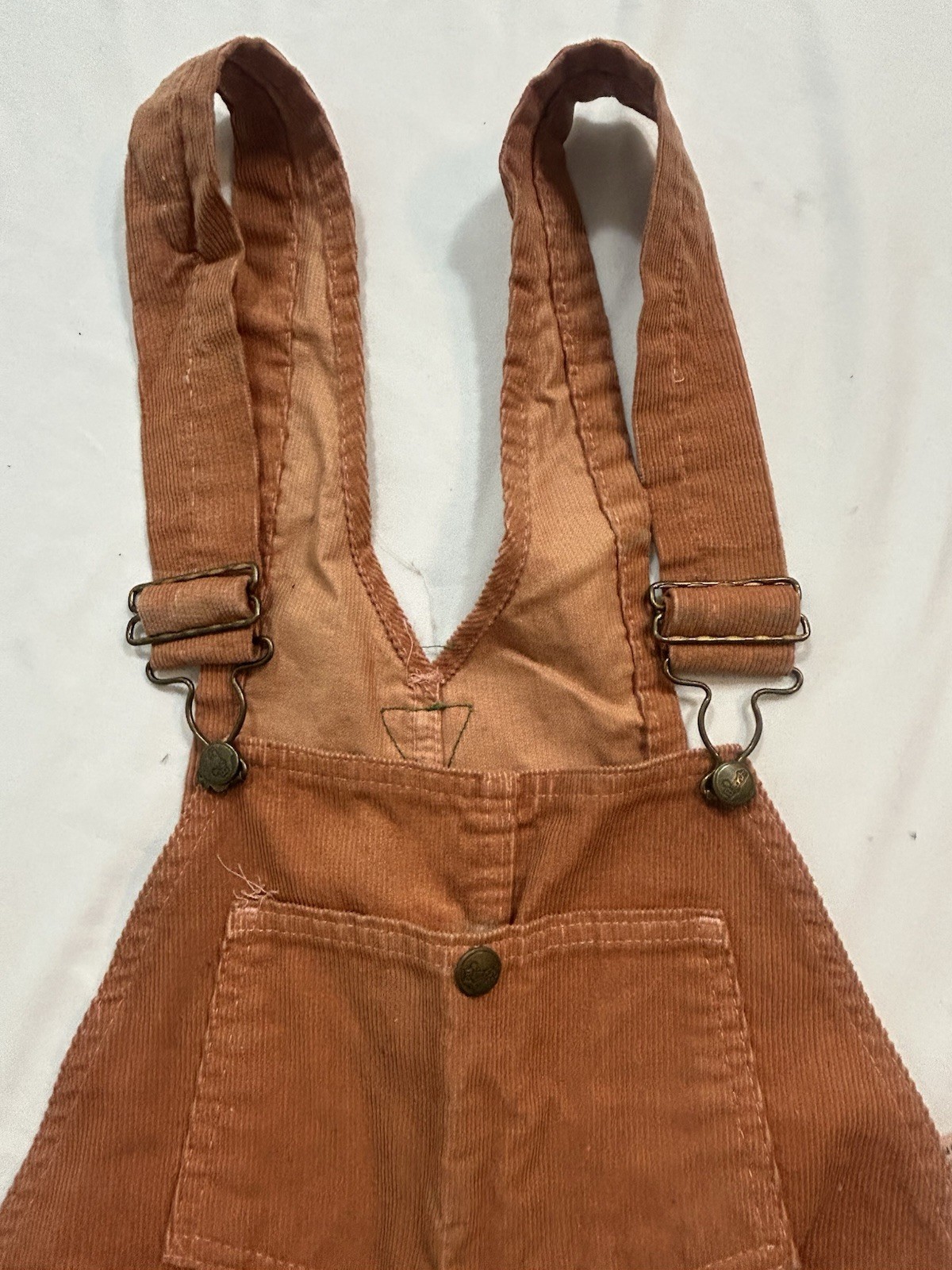 1970s Oshkosh Bgosh Vintage Corduroy Flared Vestbak Overalls 32×34 Rare USA