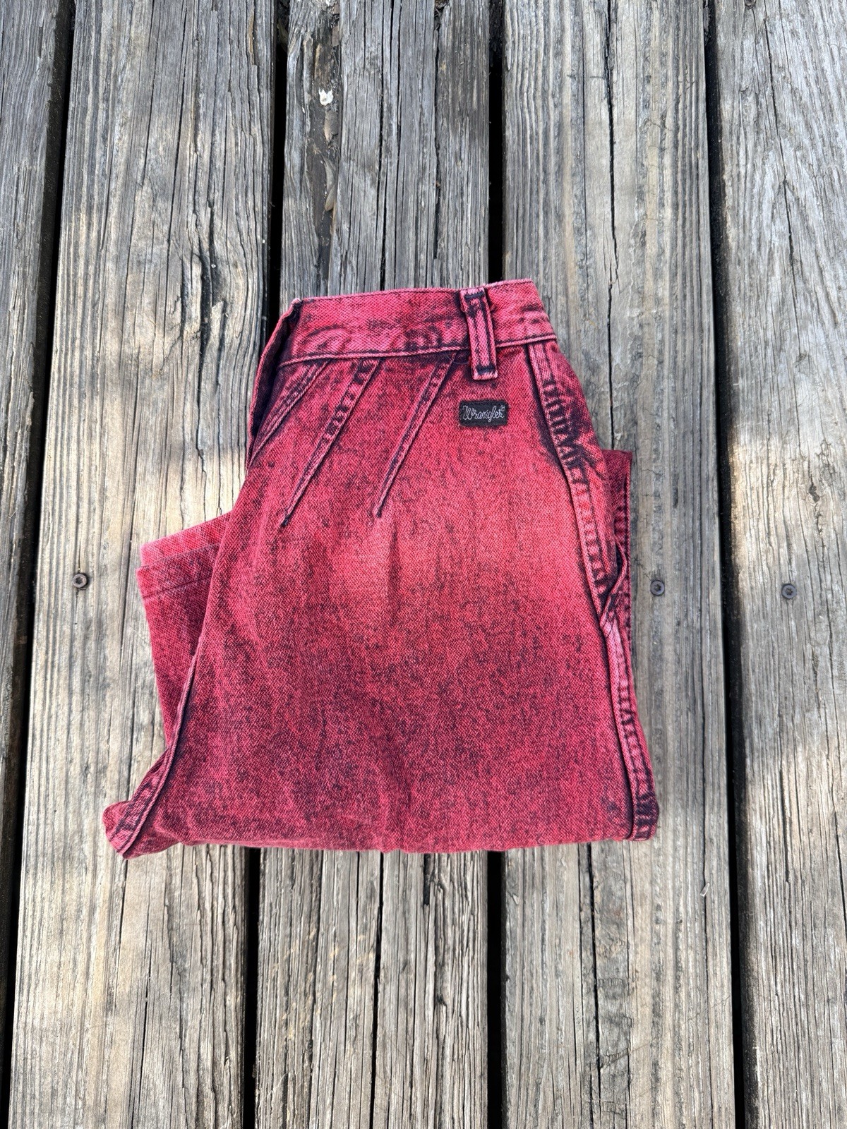 Vintage 1980s Wrangler Red Acid Wash High Waisted Denim Jeans