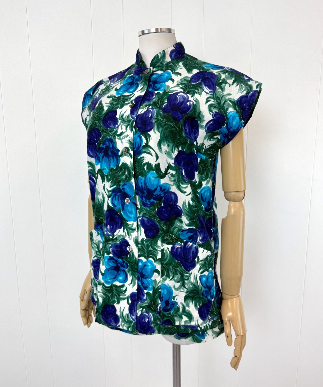 Vtg 1950s Paradise Hawaii Floral Swimsuit Romper Tea Timer Blouse 2 Piece Set