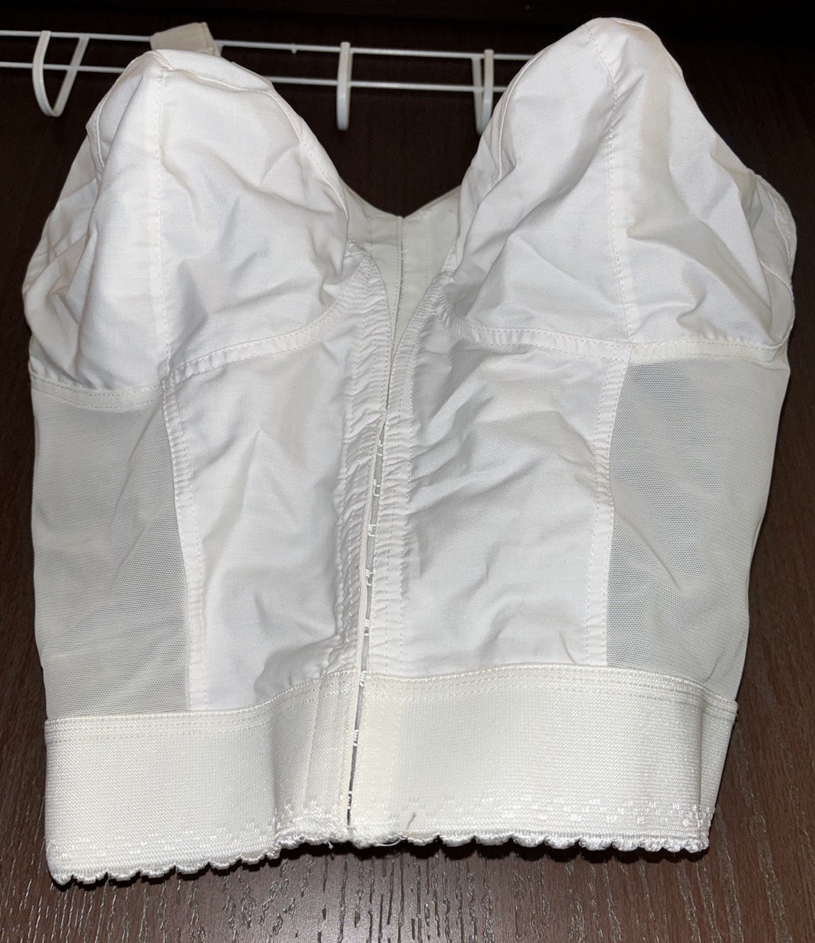 Vintage Sears Longline Bra 38DD Style 48677 White Cotton/Poly Ribs