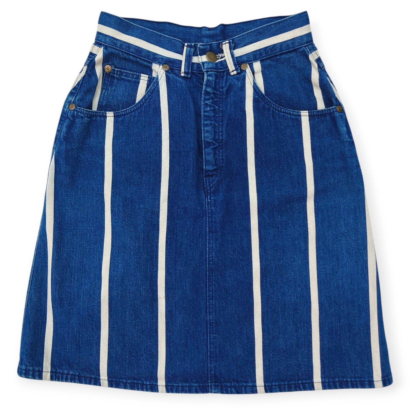 Vtg 70’s Rumble Seats by Wilkins Jean Skirt Women’s 24 In Waist Striped Cotton