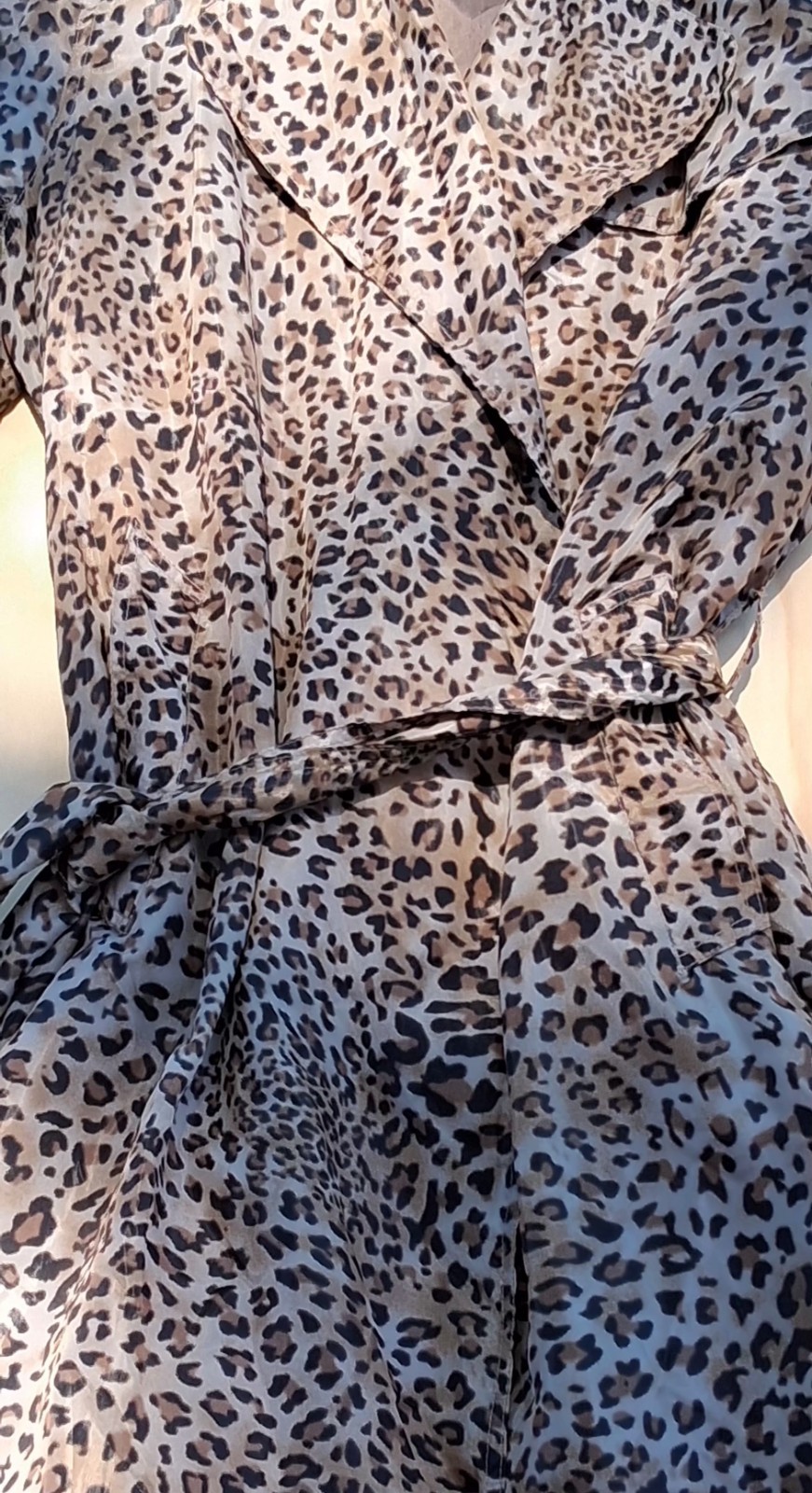Vintage French Coat Paris Leopard Print Belted Trench XL Parisian Quiet Luxury