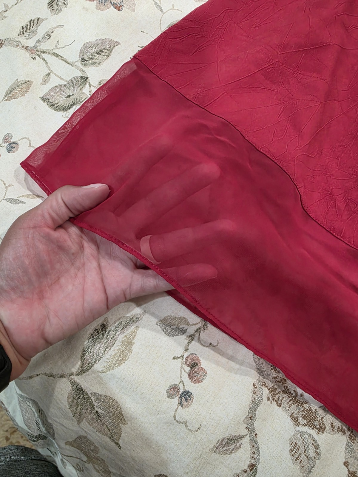 Vintage Vanity Fair Red Camisole Slip Skirt 2 Piece Set Sheer Trim Sz 38 Medium