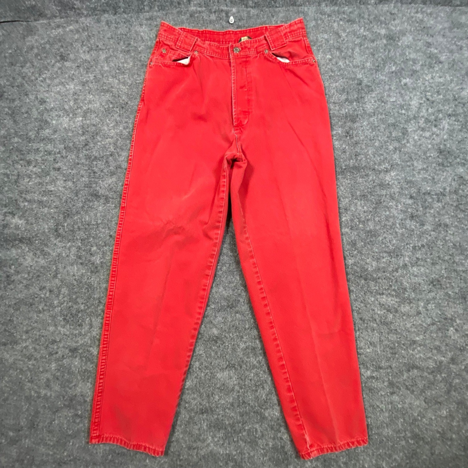 VTG J.Crew Red High Waisted Mom Jeans Made in USA Cotton Tapered Leg 14 27×27